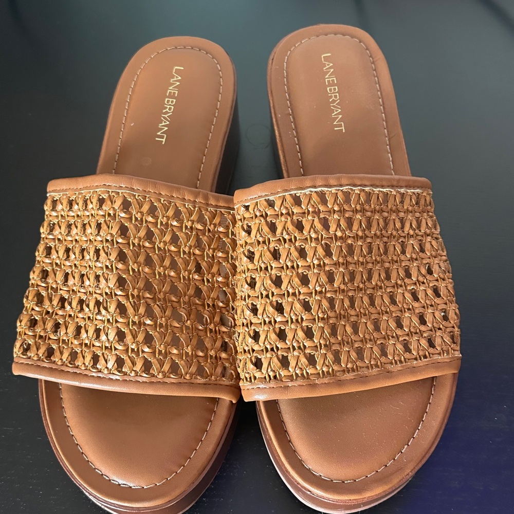 Lane Bryant Brown Woven Platform Sandals
